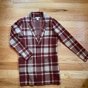 Plaid Sweater Blazer